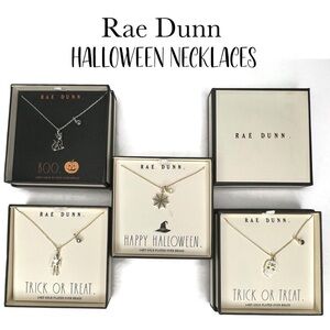 Rae Dunn Halloween Necklaces Cat Sugar Skull Skeleton  Spider Web Silver Gold